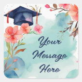 水彩卒業お祝い スクエアシール (正面)