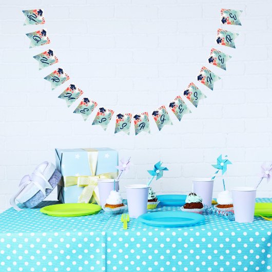 水彩卒業お祝い バンティングフラッグ