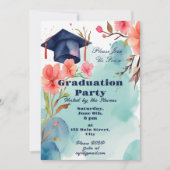 水彩卒業お祝い 招待状 (正面)