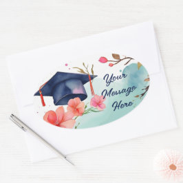 水彩卒業お祝い 楕円形シール