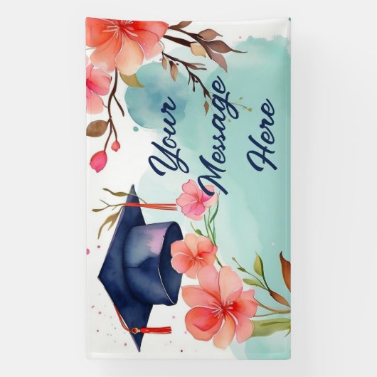 水彩卒業お祝い 横断幕 (縦)