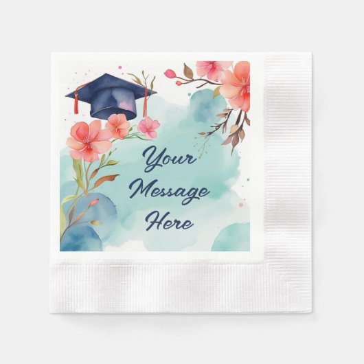 水彩卒業お祝い 縁ありカクテルナプキン (正面)