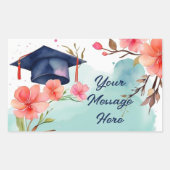 水彩卒業お祝い 長方形シール (正面)