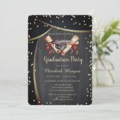 水彩卒業キャップ、ダイヤモンドブラック 招待状 (スタンド正面)