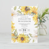 水彩卒業パーティーサンフラワーグリーンリーI 招待状 (スタンド正面)