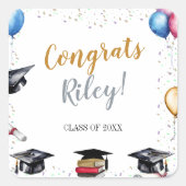 水彩卒業パーティー スクエアシール (正面)