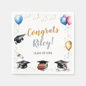 水彩卒業パーティー スタンダードカクテルナプキン (正面)