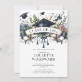 水彩卒業フローラバナーグラードパーティー 招待状 (正面)