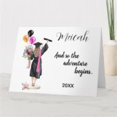 水彩卒業モダントレンディーガールカード カード (正面)