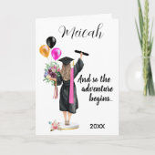 水彩卒業モダントレンディーガールカード カード (正面)