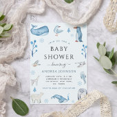 水彩南極動物冬の赤ちゃんシャワー 招待状