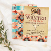 水彩南西素朴カウボーイ誕生日 招待状