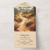 水彩南西部の砂漠とサボテン結婚ズ オールインワン招待状 (内側)