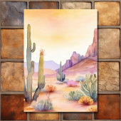 水彩南西部の砂漠とサボテン結婚ズ セーブザデート