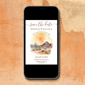 水彩南西部の砂漠とサボテン結婚ズ セーブザデート