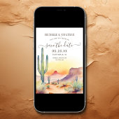 水彩南西部の砂漠とサボテン結婚ズ セーブザデート