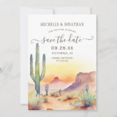 水彩南西部の砂漠とサボテン結婚ズ セーブザデート (正面)