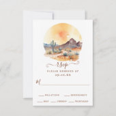 水彩南西部の砂漠とサボテン結婚ズ 出欠カード (正面)