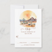 水彩南西部の砂漠とサボテン結婚ズ 出欠カード (正面)