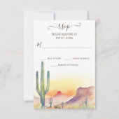 水彩南西部の砂漠とサボテン結婚ズ 出欠カード (正面)