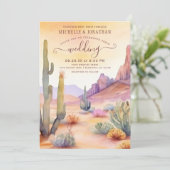 水彩南西部の砂漠とサボテン結婚ズ 招待状 (スタンド正面)