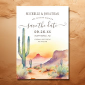 水彩南西部の砂漠の写真結婚の セーブザデート
