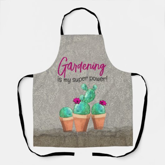 水彩南西部の花サボテン素朴 エプロン (正面)