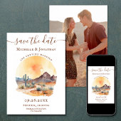 水彩南西部デザートフォト結婚ズ セーブザデート