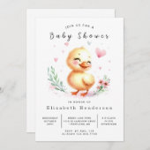 水彩印刷可能なアヒル赤ちゃんシャワー 招待状 (正面/裏面)