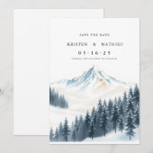 水彩印刷可能な山 セーブザデート (正面/裏面)