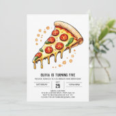 水彩印刷可能ピザ誕生日 招待状 (スタンド正面)