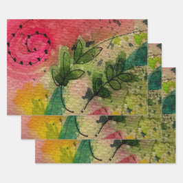 水彩印象派抽象芸術 ラッピングペーパーシート