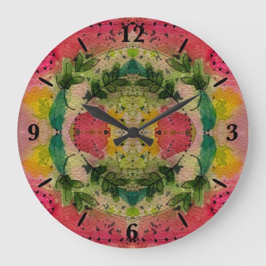 水彩印象派抽象芸術 ラージ壁時計 (正面)