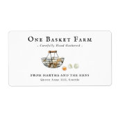 水彩卵かご |ファームの生卵 ラベル (正面)