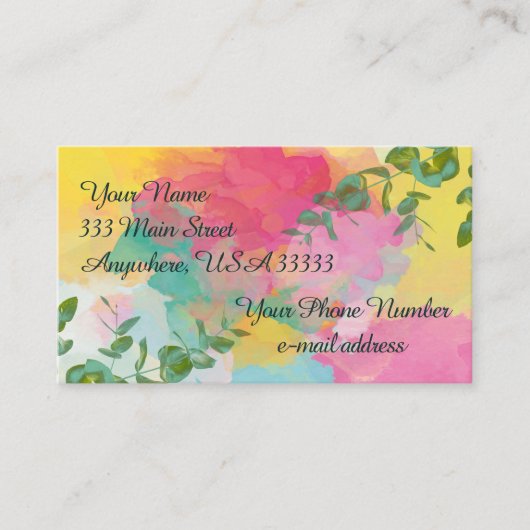 水彩及びつる植物通話カード 名刺 (正面)