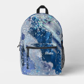 水彩及びチョンキフェイクーグリッター プリントバックパック (正面)
