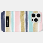 水彩及びフェイクグリッターストライプ Case-Mate iPhoneケース (裏面 (横))