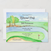 水彩及びペンゴルフコース退職パーティー 招待状 (正面)