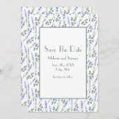 水彩及びラベンダーユーカリ模様 セーブザデート (正面/裏面)