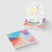 水彩及び絵を描（ばちゃばちゃ）跳ねる ストーンコースター (横)