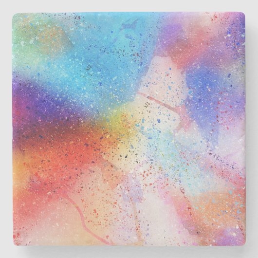 水彩及び絵を描（ばちゃばちゃ）跳ねる ストーンコースター (正面)