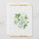 水彩及び金ゴールドグリッターユーカリ結婚ス 招待状 (裏面)