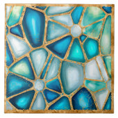 水彩及び金ゴールドセル – 海縁ど タイル (正面)