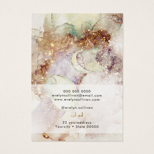 水彩及び金ゴールドフォイルジュエリー表示カード (裏面)