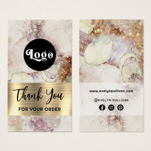 水彩及び金ゴールドフォイルパッケージインサート (正面&裏面)