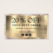 水彩及び金ゴールドフォイル感謝してい割引カード (裏面)