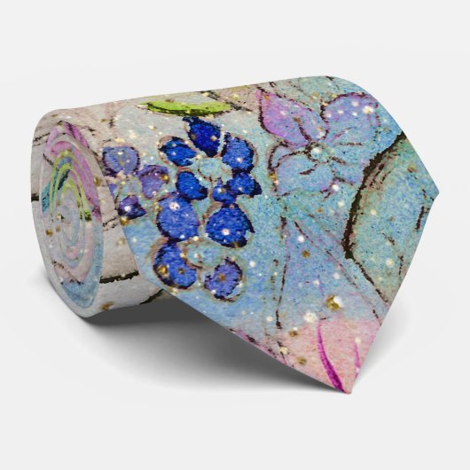 水彩及び金ゴールドフローラハンド絵を描デザイン ネクタイ (ロール)