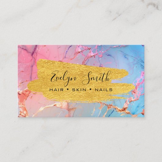 水彩及び金ゴールドホイルフェイク名刺 名刺 (正面)