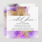 水彩及び金ゴールド仮想シャワー招待状 (正面/裏面)