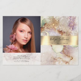 水彩及び金ゴールド箔の2折パンフレット